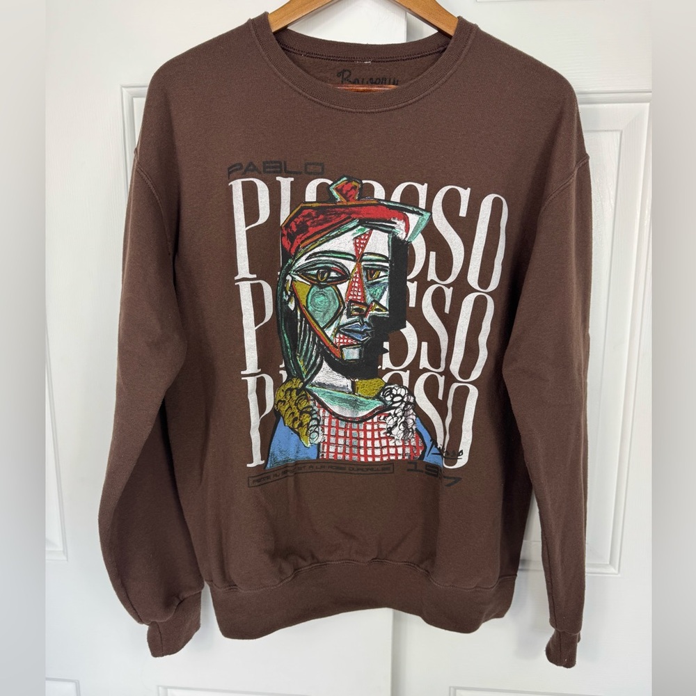 Bowery Supply Co PABLO PICASSO Crewneck Brown Size M Pullover Sweatshirt Unisex